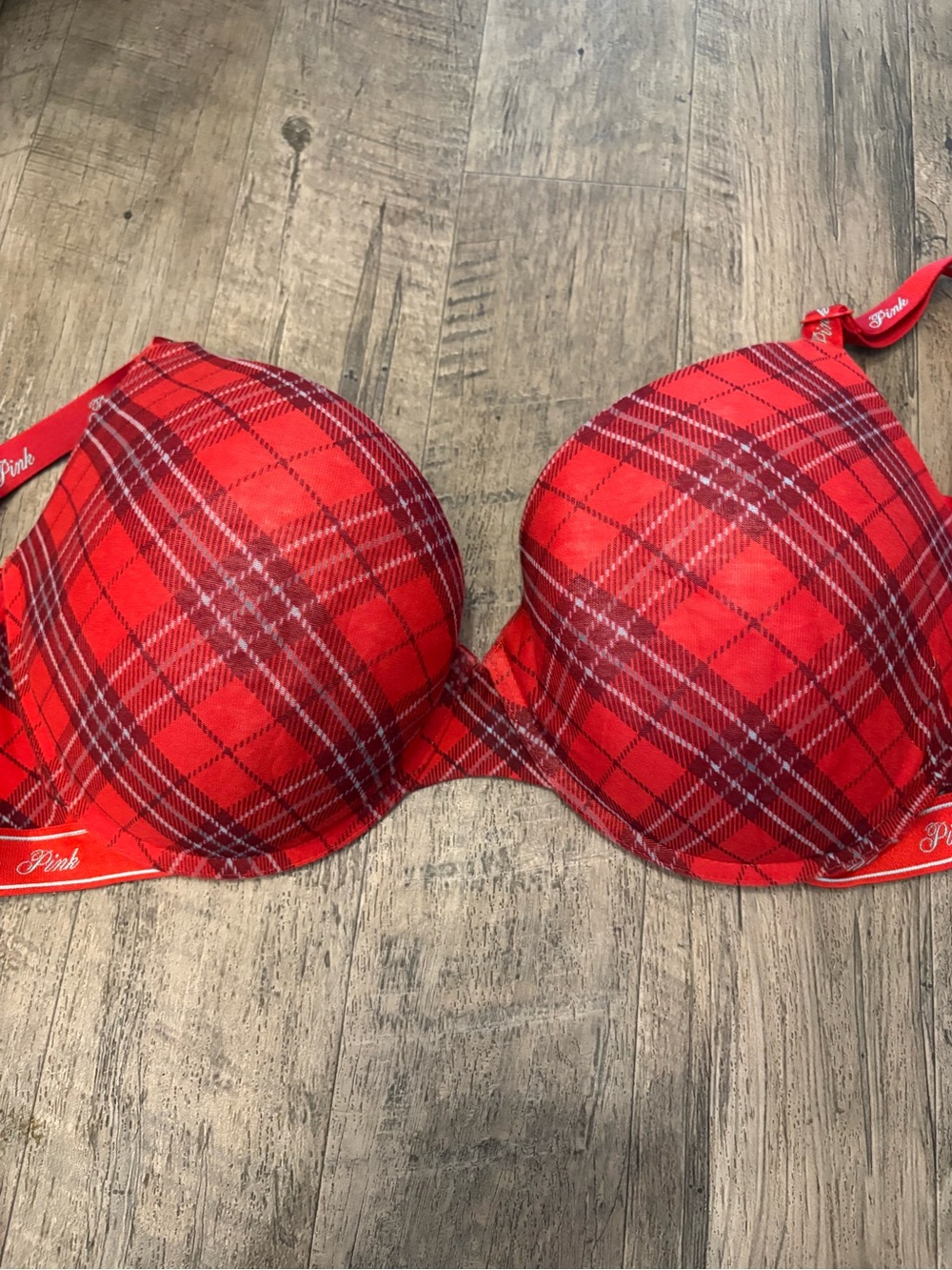 Victoria's Secret Pink Red Plaid Padded Bra